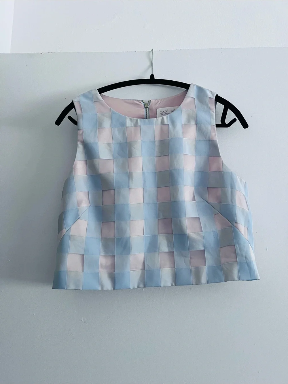Eliza J Pale Blue Midi Skirt with Square Cutout Overlay - Picture 3 of 5